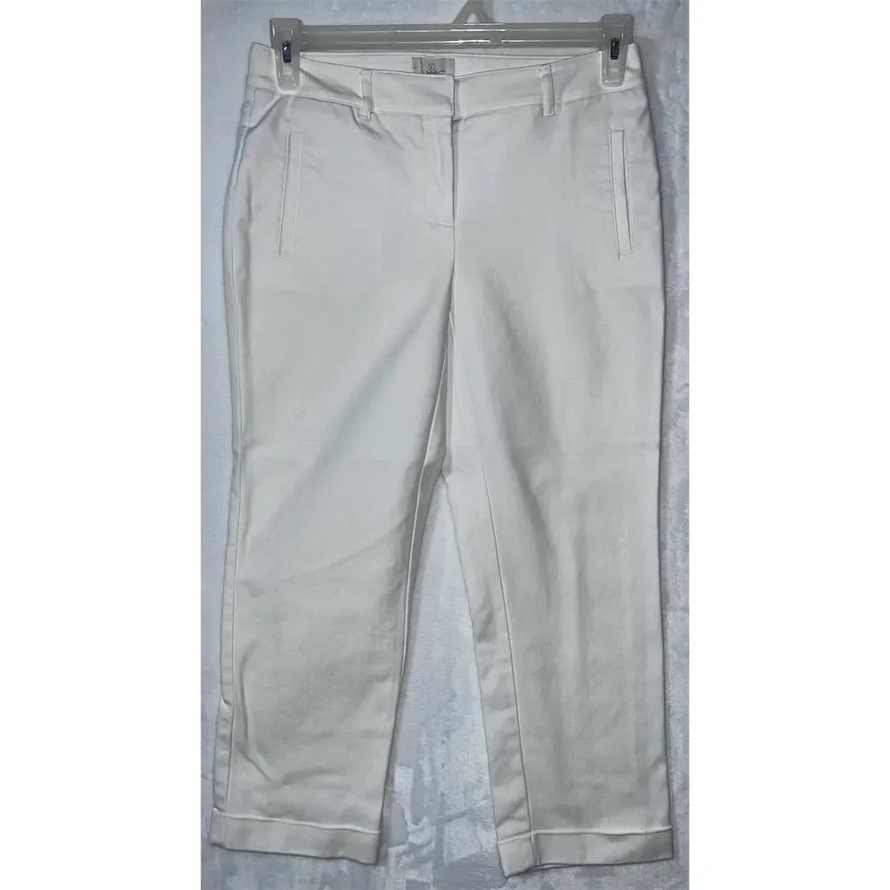 Chico's Women's So Slimming Crop Pants White Size XS Standard Casual.